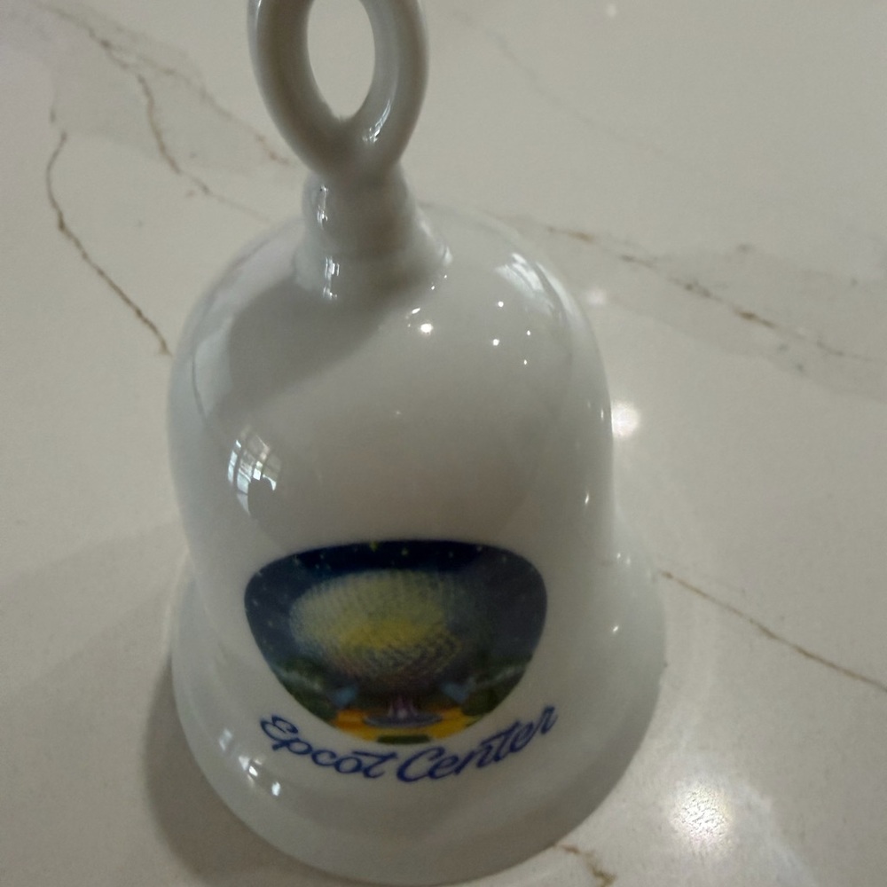 Disney White Porcelain Epcot Center Decorative Bell